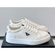 Prada men's sneakers mesh and leather white 2025