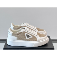 Prada men's sneakers mesh and leather white / beige 2025