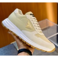 Prada men's Prax 01 Re-Nylon and suede sneakers 2EE369 Chalk 2025