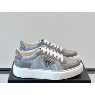 Prada men's sneakers mesh and leather white / grey 2025