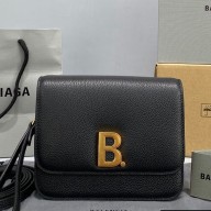 Balenciaga Cowhide "B" Metal buckle Flap bag in Black Bb002 2021