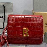 Balenciaga Cowhide Crocodile embossed Flap bag in Red Bb004 2021