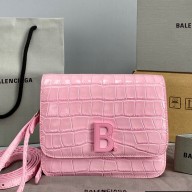 Balenciaga Cowhide Crocodile embossed Flap bag in Pink Bb006 2021