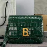 Balenciaga Cowhide Crocodile embossed Flap bag in Green Bb007 2021