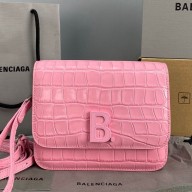 Balenciaga Cowhide Crocodile embossed Flap bag in Pink Bb010 2021