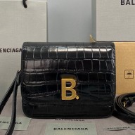 Balenciaga  Cowhide Crocodile embossed Flap bag in Black Bb011