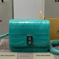 Balenciaga Cowhide Crocodile embossed Flap bag in Green Bb012