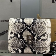 Balenciaga Cowhide Python Embossed Flap bag in Brown Bb013