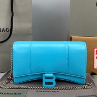 Balenciaga Cowhide "B" Metal buckle Chain bag in Blue Bb015