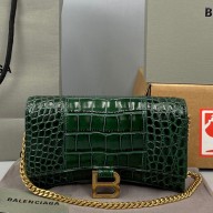 Balenciaga Cowhide Crocodile embossed Chain bag in Green Bb018