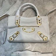 Balenciaga Crocodile pattern cowhide MotorcycleBag in White Bb045