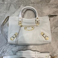 Balenciaga Crocodile pattern cowhide MotorcycleBag in White Bb047