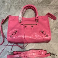 Balenciaga Crocodile pattern cowhide MotorcycleBag in Pink Bb049