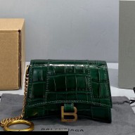 Balenciaga Crocodile pattern Mini Hourglass bag charm in Green Bb051