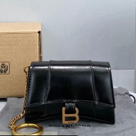 Balenciaga Calfskin Mini Hourglass bag charm in Black Bb054