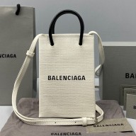  Balenciaga Palm print canvas Handbag in White Bb070