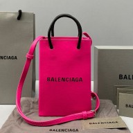  Balenciaga Palm print canvas Handbag in Rose red Bb072