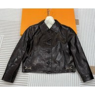 Gucci Leather jacket with Horsebit detail 815063 Dark brown leather 2025