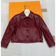 Gucci Leather jacket with Horsebit detail 815063 Gucci Rosso Ancora red leather 2025