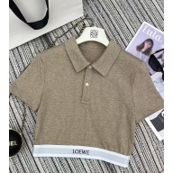 Loewe Cropped polo in cotton and wool beige 2025