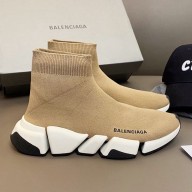 Balenciaga Ribbed 3D fabric speed 2.0 Socks shoes in Khaki Bs016