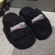 Balenciaga Political Campaign Wool slippers couple models in Black Bs020