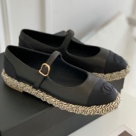 Chanel Mixed sheepskin Hemp rope bottom shoe in Black Cs014