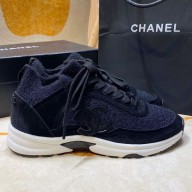 Chanel Wool knitted fabric sports shoes in Black Cs020