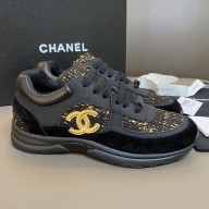 Chanel 3M reflective material Mixed colors sports shoes Black Cs036