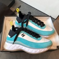Chanel Calfskin/Nylon and Satin sports shoes in white/blue   Cs271