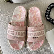Dior Dway Cotton embroidered jacquard sandals in Pink Ds016 