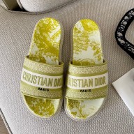 Dior Dway Cotton embroidered jacquard sandals in Green Ds017 