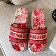 Dior Dway Cotton embroidered jacquard sandals in Red Ds019 