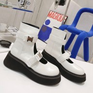 Dymonlatry Cowhide Mid-high boots sandals in White Dys002
