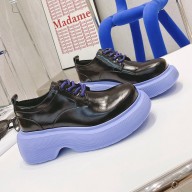 Dymonlatry Custom oil cowhide Platform shoes in black/purple Dys007