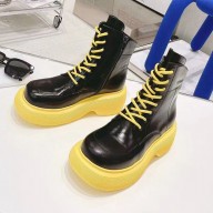 DYMONLATRY Custom oil cowhide Middle boots in yellow/black Dys024