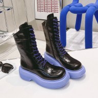 DYMONLATRY Custom oil cowhide Mid-high boots in purple/black Dys027