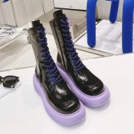 DYMONLATRY Custom oil cowhide Mid-high boots in purple/black Dys030