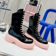 DYMONLATRY Custom oil cowhide Mid-high boots in pink/black Dys033