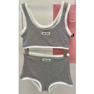 miu miu gray top and shorts 2024 