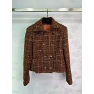 chanel Embroidered Wool Tweed Dark Brown, Black, Brown & White JACKET P77756 2024 
