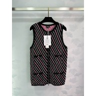 chanel Cashmere & Cotton Black, Pink & White vest P77951 2024 