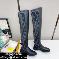 FENDI Knitted sock tube/Soft cowhide Knee boots Fes020