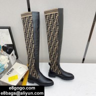 FENDI Knitted sock tube/Soft cowhide Knee boots Fes022