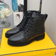 FENDI cowhide embossed logo Short boots in Black Fes023