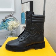 FENDI cowhide embossed logo Short boots in Black Fes024
