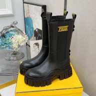 FENDI Calfskin Thick-soled stovepipe boots in Black Fes028