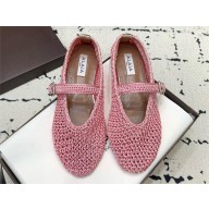 Alaïa BALLET FLATS IN KNITTED LUREX  PINK 2025