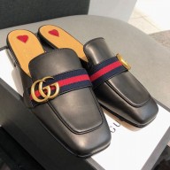Gucci Calfskin Copper hardware Mules shoes in Black Gs009