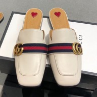 Gucci Calfskin Copper hardware Mules shoes in White Gs010
